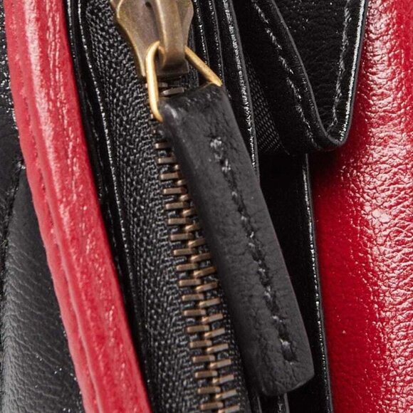 Gucci Black/Red Quilted Leather Marmont Torchon Mini Chain Wallet Clutch Bag - Picture 9 of 11